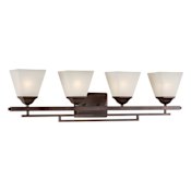 Forte Lighting 4 Light 34" Wide Bathroom Vanity Light with Satin White Glass Shades Antique Bronze