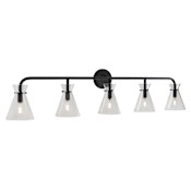 Forte Lighting Beaker 5 Light 46" Wide Bathroom Vanity Light Black