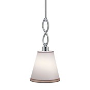 Forte Lighting Single Light 8" Wide Mini Pendant with Fabric Shade Chrome