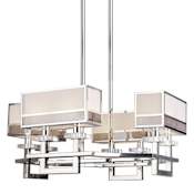 Forte Lighting 8 Light 25" Wide Chandelier with Fabric Shades Chrome