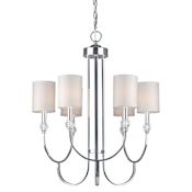 Forte Lighting 6 Light 24" Wide Chandelier with Cylinder Fabric Shades Chrome