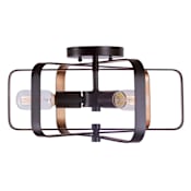 Forte Lighting Kineo 3 Light 17" Wide Semi-Flush Ceiling Fixture Black and Gold