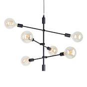 Forte Lighting Baton 6 Light 24" Wide Sputnik Chandelier Black