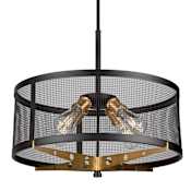 Forte Lighting Takoma 4 Light 23" Wide Cage Pendant Black and Soft Gold