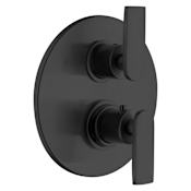 Fortis Vitrina Thermostatic Valve Trim Only with Dual Lever Handles, Integrated Diverter, and Volume Control - Less Rough In Brushed Black