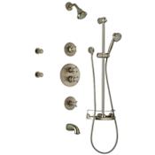 Fortis Caffe Tub and Shower System with Shower Head, 4 Body Sprays, Hand Shower, Slide Bar, Shower Shelf, and Wall Supply Brushed Nickel