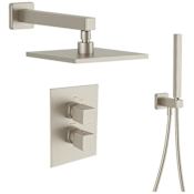 Fortis Abruzzo Thermostatic Shower System with Shower Head, Hand Shower, Shower Arm, Hose, and Valve Trim Brushed Nickel