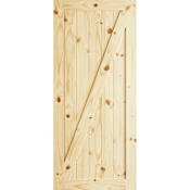 Frameport Rustic Knotty Pine 42 Inch by 84 Inch Flat Z-Brace Barn Door Unfinished