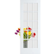 Frameport Clear Glass 32 Inch by 80 Inch 15 Lite Interior Slab French Door Primed