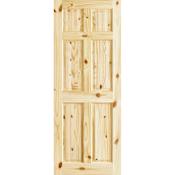 Frameport Colonial Knotty Pine 24 Inch by 80 Inch Single Hip 6 Panel Interior Slab Passage Door Unfinished