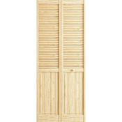 Frameport Classic 32 Inch by 80 Inch Double Hip Louver/Panel Interior Bifold Door with Installation Hardware Unfinished