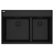 Franke Maris 33" Drop In Low Divide Double Basin Granite Kitchen Sink Matte Black