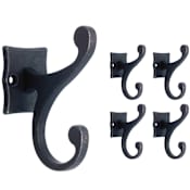 Franklin Brass Franklin Brass Double Scroll 3-3/5 in. Coat and Hat Wall Hooks (5-Pack) Tumbled Dark Gunmetal