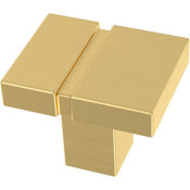 Franklin Brass Asymmetric Notched 1-1/4 Inch Rectangular Cabinet Knob - Pack of 10 Brushed Brass