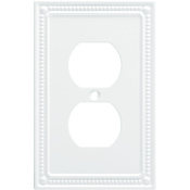 Franklin Brass Classic Beaded Single Duplex Outlet Wall Plate - Pack of 3 Pure White