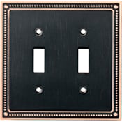 Franklin Brass Classic Beaded Double Toggle Switch Wall Plate Bronze with Copper Hightlights