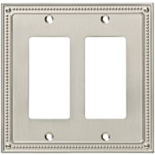 Franklin Brass Classic Beaded Double Rocker / GFI Outlet Wall Plate Brushed Nickel