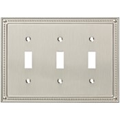 Franklin Brass Classic Beaded Triple Toggle Switch Wall Plate Brushed Nickel