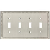 Franklin Brass Classic Beaded Quadruple Toggle Switch Wall Plate Brushed Nickel