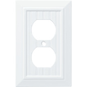 Franklin Brass Classic Beadboard Single Duplex Outlet Wall Plate - Pack of 3 Pure White
