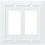 Franklin Brass Classic Beadboard Double Rocker / GFI Outlet Wall Plate Pure White