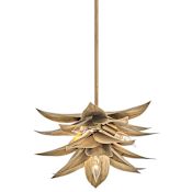 Fredrick Ramond Agave 4 Light 16" Wide Convertible Pendant with Hand Sculpted Steel Leaves Burnished Gold