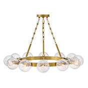 Fredrick Ramond Coco 12 Light 32" Wide Ring Chandelier with Crackle Glass Shades Lacquered Brass