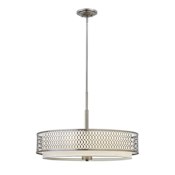 Fredrick Ramond 3 Light Drum Pendant from the Jules Collection Brushed Nickel