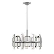 Fredrick Ramond Odette 6 Light 24" Wide Drum Chandelierwith Emerald Cut Crystal Panels Polished Nickel