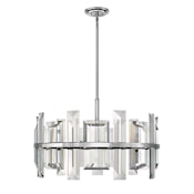Fredrick Ramond Odette 9 Light 30" Wide Drum Chandelierwith Emerald Cut Crystal Panels Polished Nickel