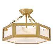 Fredrick Ramond Veleta 6 Light 17" Wide Semi-Flush Drum Ceiling Fixture Lacquered Brass
