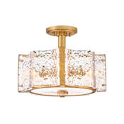 Fredrick Ramond Florian 4 Light 15" Wide Semi-flush Ceiling Fixture Distressed Brass