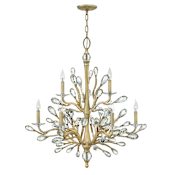 Fredrick Ramond 9 Light 2 Tier Candle Style Chandelier from the Eve Collection Champagne Gold