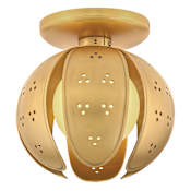 Fredrick Ramond Anthos 9" Wide LED Semi-Flush Globe Ceiling Fixture Unlacquered Brass