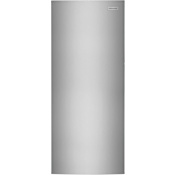 Frigidaire 28 Inch Wide 15.5 Cu. Ft. Free Standing Upright Full Size Freezer with High Temp Alarm and Power Outage Assurance Brushed Steel