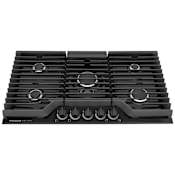 Frigidaire 36 Inch Wide 5 Burner Gas Cooktop with Quick Boil Burner and Backlit LED Knobs Black