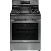 Frigidaire Gallery 30 Inch Wide 5.1 Cu. Ft. Free Standing Gas Range with Air Fry and Slow Cook Black Stainless Steel