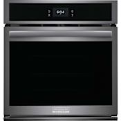 Frigidaire Gallery 27 Inch Wide 3.8 Cu. Ft. Single Electric Wall Oven with Air Fry and Steam Cooking Black Stainless Steel
