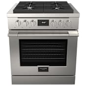 Fulgor Milano 400 Series 30 Inch Wide 4.4 Cu. Ft. Free Standing Dual Fuel Range with Dual Crescendo Burners and Dual True Convection Stainless Steel