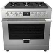 Fulgor Milano 400 Series 36 Inch Wide 5.7 Cu. Ft. Free Standing Dual Fuel Range with Dual Crescendo Burners and Dual True Convection Stainless Steel