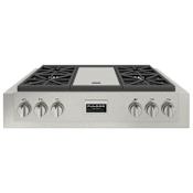 Fulgor Milano 600 Series 36 Inch Wide 4 Burner Liquid Propane / Natural Gas Rangetop with Griddle Stainless Steel