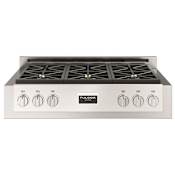 Fulgor Milano 600 Series 36 Inch Wide 6 Burner Liquid Propane / Natural Gas Rangetop with Dual Flame Brass Burner and Electronic Flame Ignition Stainless Steel