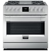Fulgor Milano 600 Series 36 Inch Wide 5.7 Cu. Ft. Free Standing Dual Fuel Range with Dual Crescendo Burners and Griddle Stainless Steel