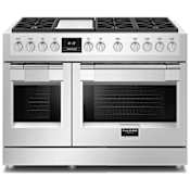 Fulgor Milano 600 Series 48 Inch Wide 6.6 Cu. Ft. Free Standing Gas Range with Dual Crescendo Burners and Telescopic Rack Stainless Steel
