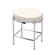 Gatco 19-1/2" Metal Frame Leather Cushion Vanity Stool Chrome