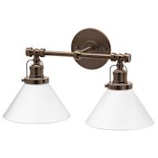 Gatco Cafe 2 Light 9" Tall Bathroom Sconce with Glass Shade Bronze
