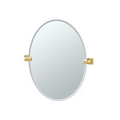 Gatco Elevate 24" W x 26-1/2" H Oval Frameless Bathroom Wall Mirror Brushed Brass