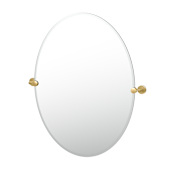 Gatco Latitude II 24" W x 32" H Oval Frameless Bathroom Wall Mirror Brushed Brass