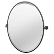 Gatco Latitude 2 23-5/8" W x 27-1/2" H Modern Oval Framed Bathroom Wall Mirror Matte Black