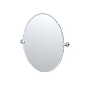 Gatco Sky 26-1/2" x 22-7/8" Contemporary Oval Frameless Bathroom Wall Mirror Chrome
